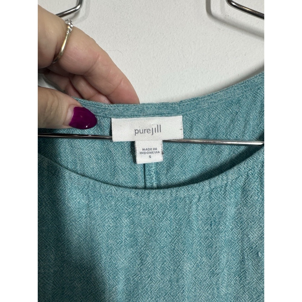 J Jill Women's Linen Maxi Dress With Front Slit Size S Coastal Cottage Minimal - Picture 4 of 8